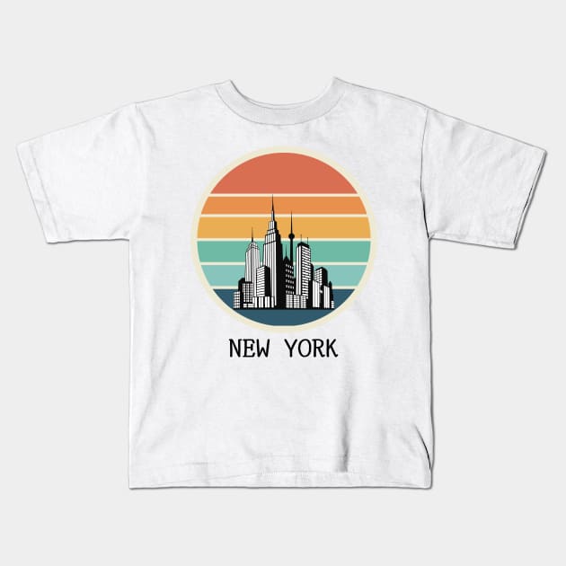 New York sunset design Kids T-Shirt by IOANNISSKEVAS